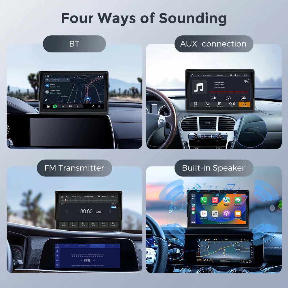 Reproductor Multimedia estéreo portátil para coche, Radio inalámbrica con Android, 7 pulgadas, transmisor FM, BT, WiFi, AUX, pantalla USB