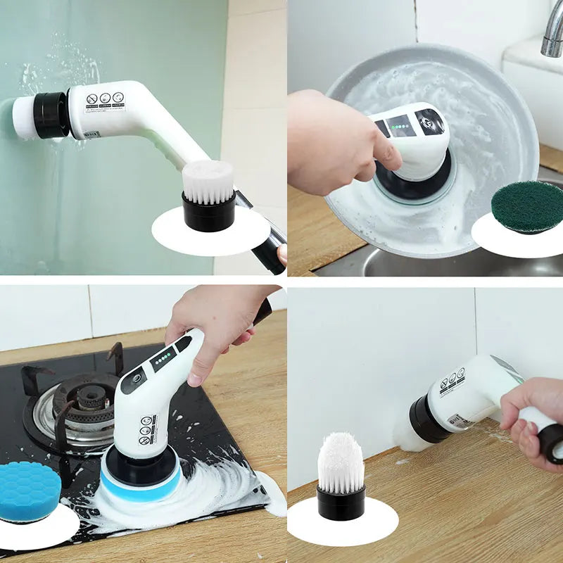 MicroData Cepillo de limpieza eléctrico 9 en 1, 2000 mAh, herramienta de limpieza para sala de estar, baño y cocina