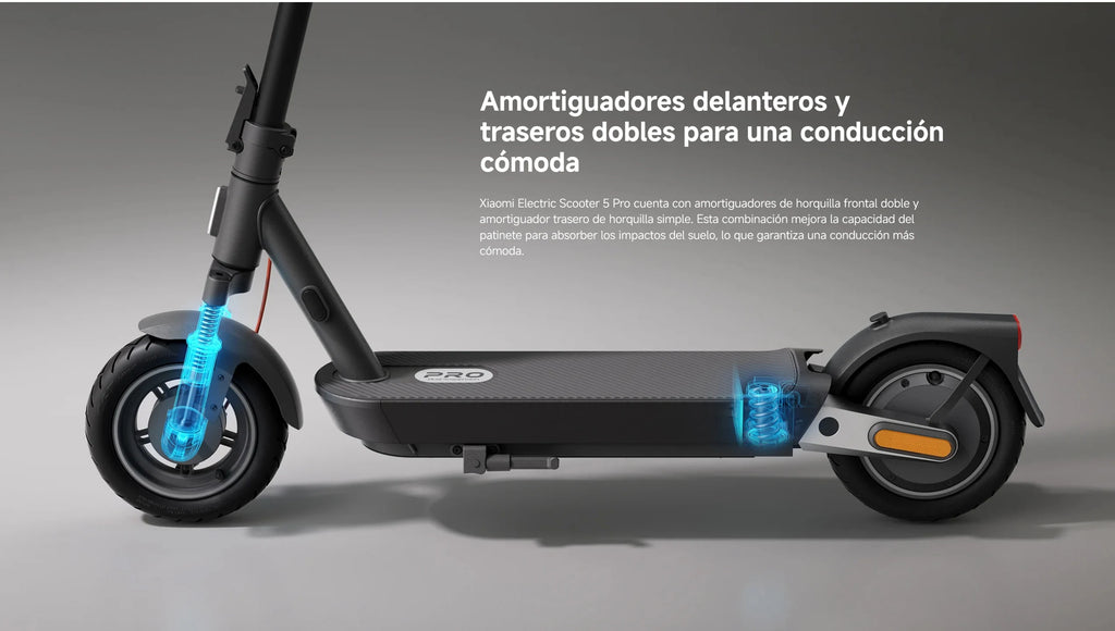 Oficial | Xiaomi Electric Scooter 5 Pro, Amortiguadores dobles delantero y trasero, Duración de la batería prolongada, Luz delantera automática