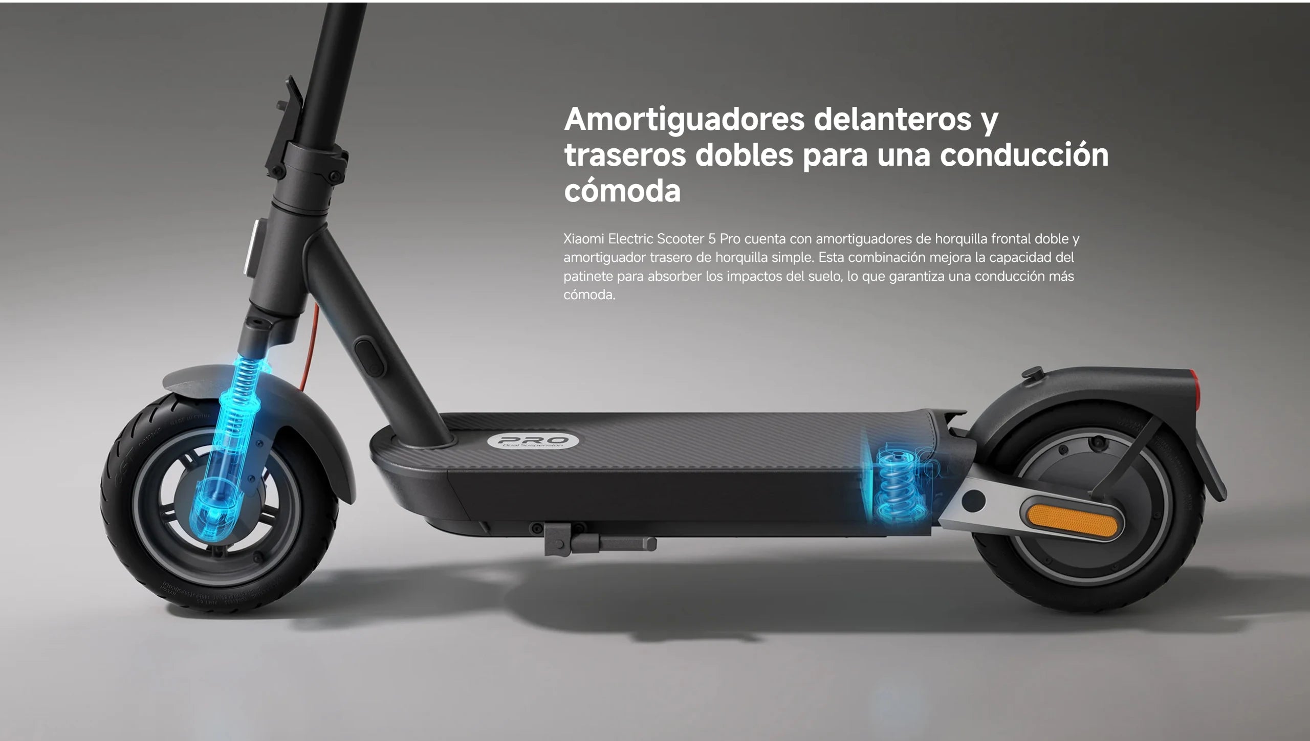 Oficial | Xiaomi Electric Scooter 5 Pro, Amortiguadores dobles delantero y trasero, Duración de la batería prolongada, Luz delantera automática