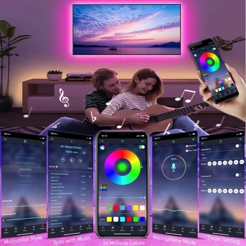 Tira de luces Led Usb 5V 5050, luz Led inteligente para pared, habitación, Bluetooth, Wifi, Alexa 15, 20 metros, cinta Rgb, retroiluminación de Tv, cinta Led, Luces