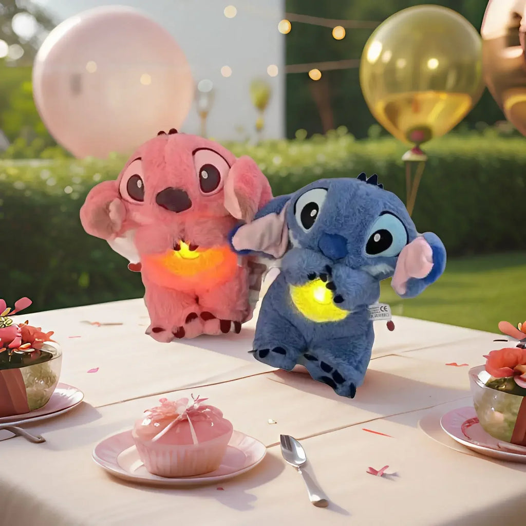 Stitch Anime muñeco de Peluche con iluminación música Airbag Kawaii apaciguar juguete bebé para calmar el sueño Peluche para niños regalo
