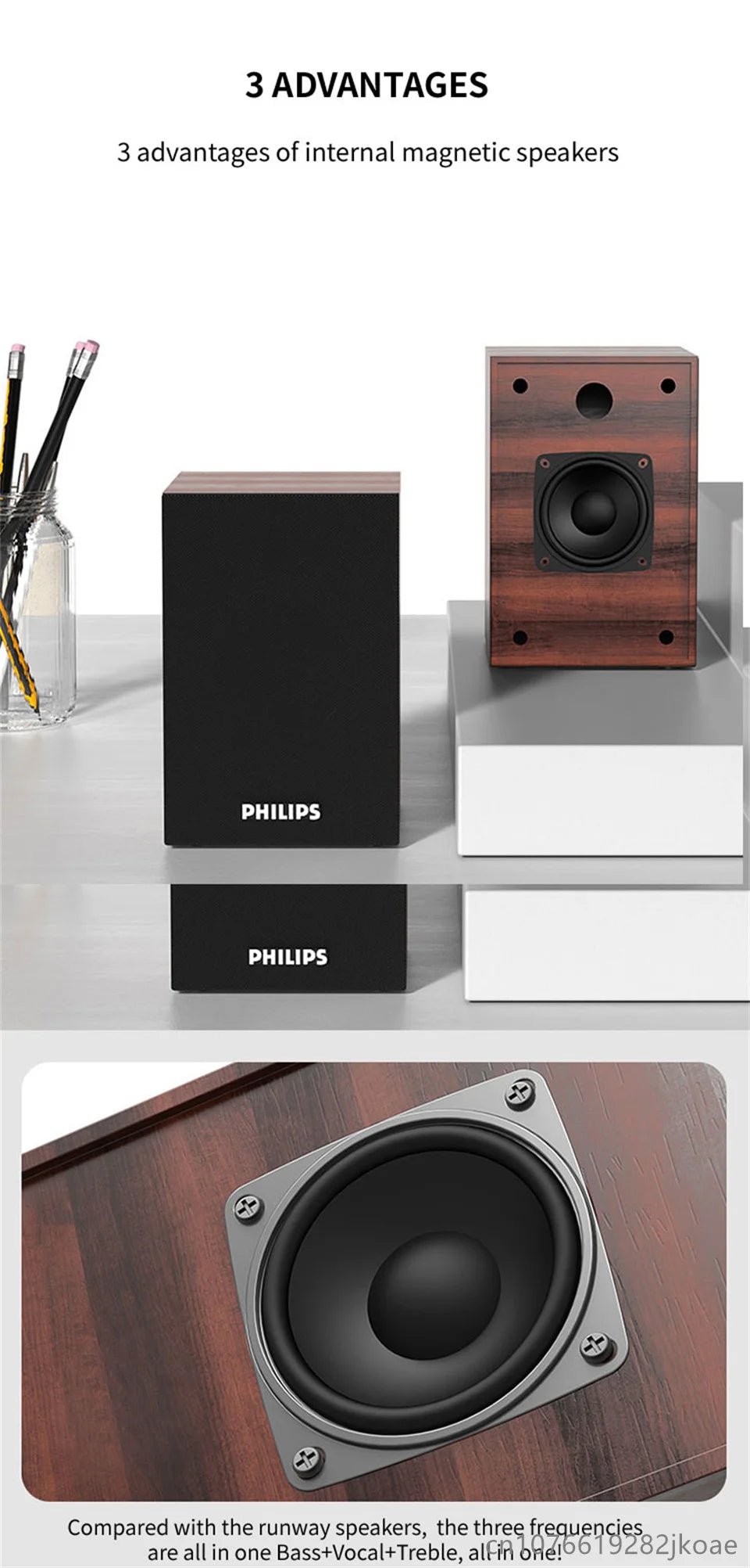Philips SPA20 Altavoz Bluetooth con sonido envolvente de 360 grados Bluetooth Estéreo inalámbrico para computadora Macbook Laptop