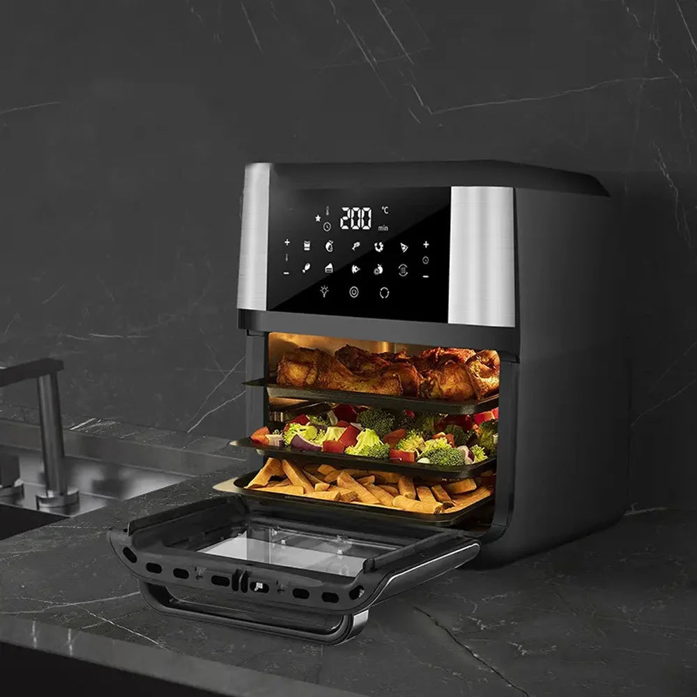 Freidoras de aire eléctricas de 4/5/6/7/10/12L, cocina doméstica automática sin aceite 360 ° Horno de convección para hornear freidora sin aceite