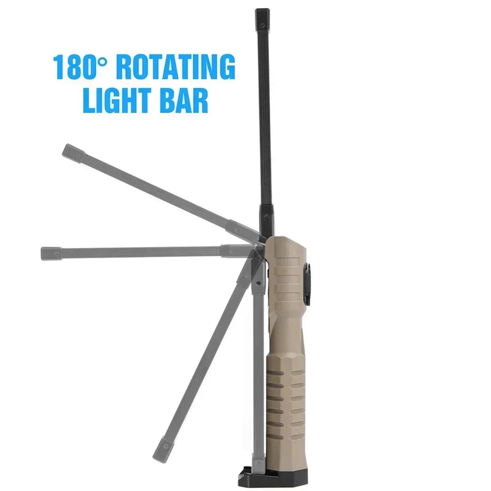 Luz de trabajo LED recargable por USB, linterna COB de 1000 lúmenes con indicador de capacidad de energía, linterna con mango para reparación de automóviles al aire libre