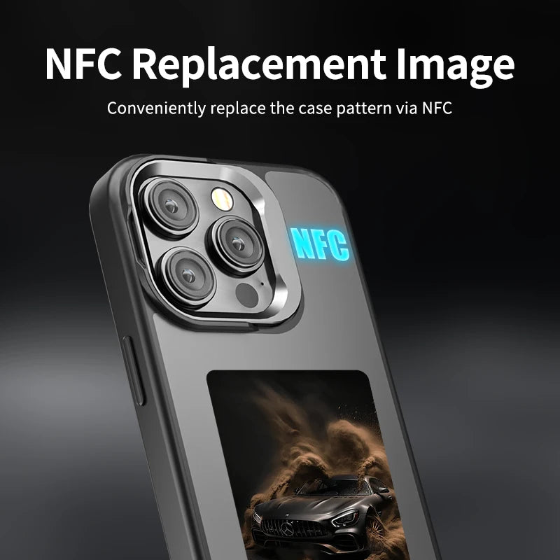 Nueva Funda Digital con pantalla de E ink de 4,0 pulgadas para iPhone 16 16e 15 14 13pro max NFC foto personalizada Funda trasera móvil con soporte