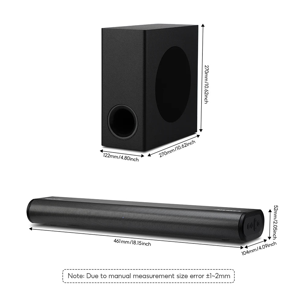 AIYIMA S07 Dolby -Barra de sonido 2,1, Subwoofer inalámbrico de 150W, altavoz de sistema 3D para TV, Bluetooth, HDMI/Aux/Opt/USB