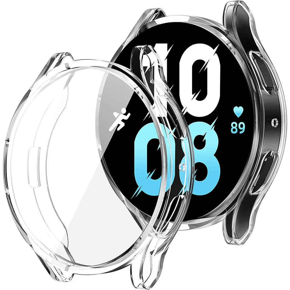 Funda de silicona de cobertura completa para Samsung Galaxy Watch 4, 5, 6, 7, 40mm, 44mm, Protector de pantalla de parachoques resistente a los arañazos a prueba de golpes