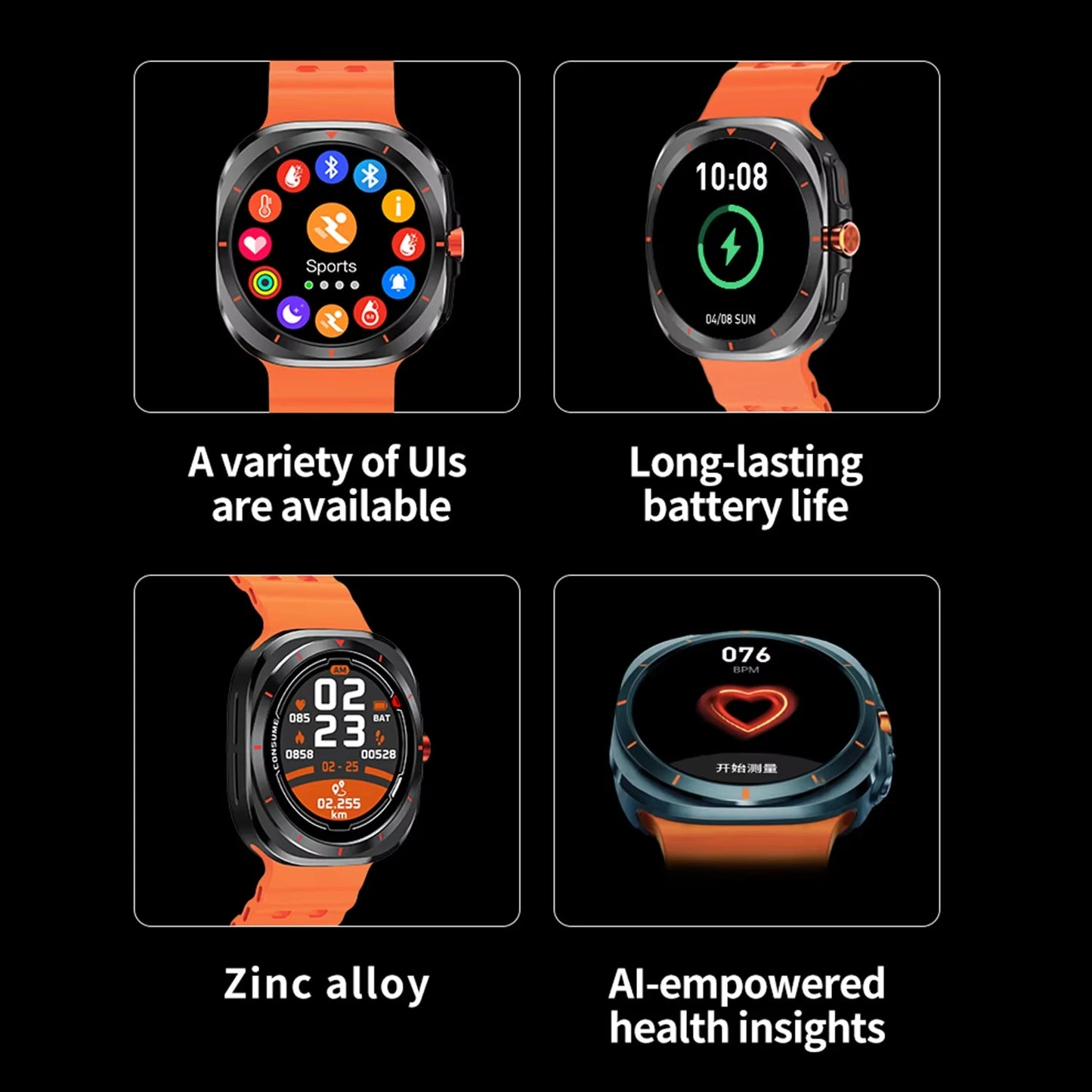 G.L Wear 2025 Nuevo reloj inteligente para hombre 1,52 pulgadas Bluetooth Talk Deportes Fitness Podómetro Mujer Reloj inteligente