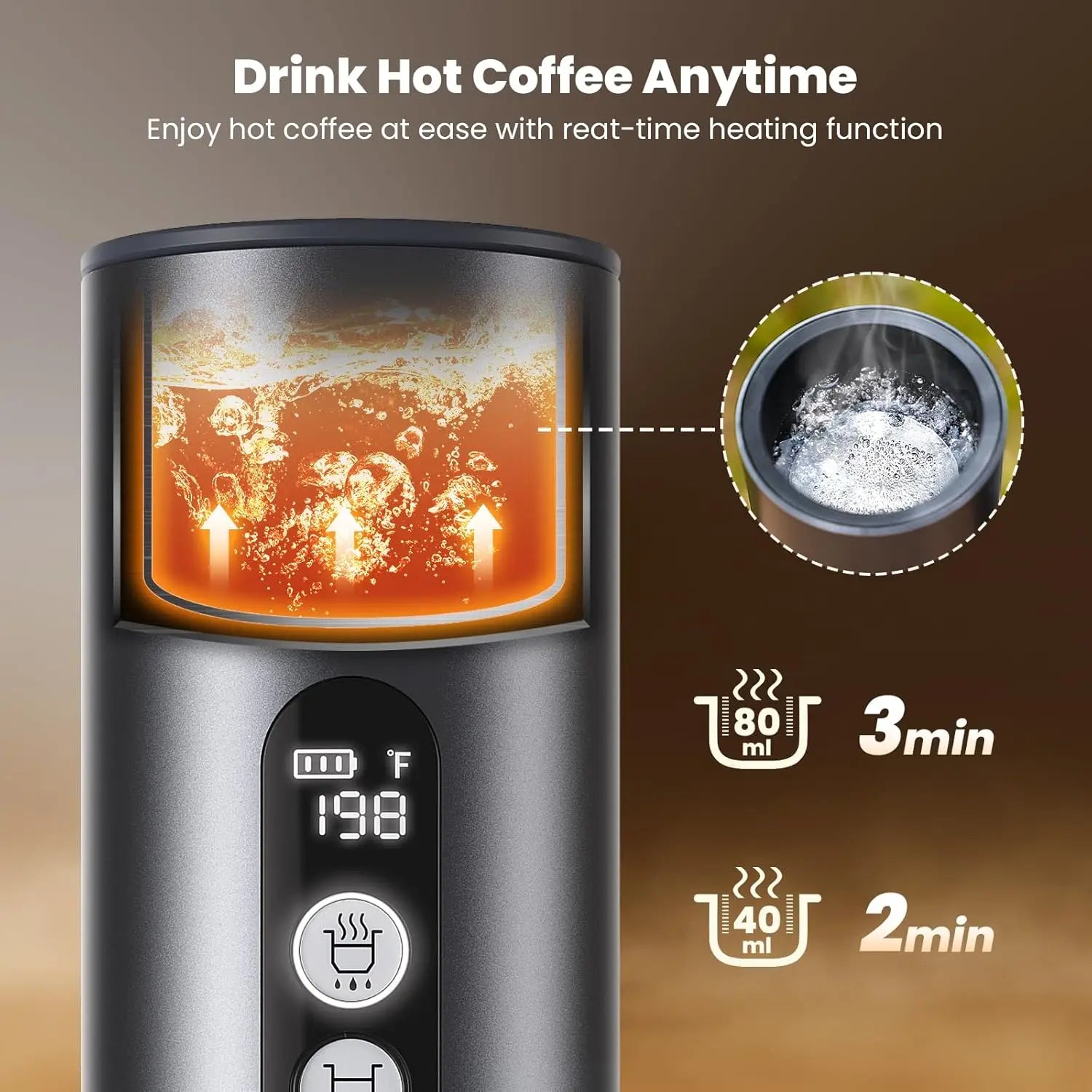Cafetera exprés de 150W con autocalentamiento rápido de 2-3 Min, cafetera Espresso portátil de viaje con soporte también para taza de té pequeña para N