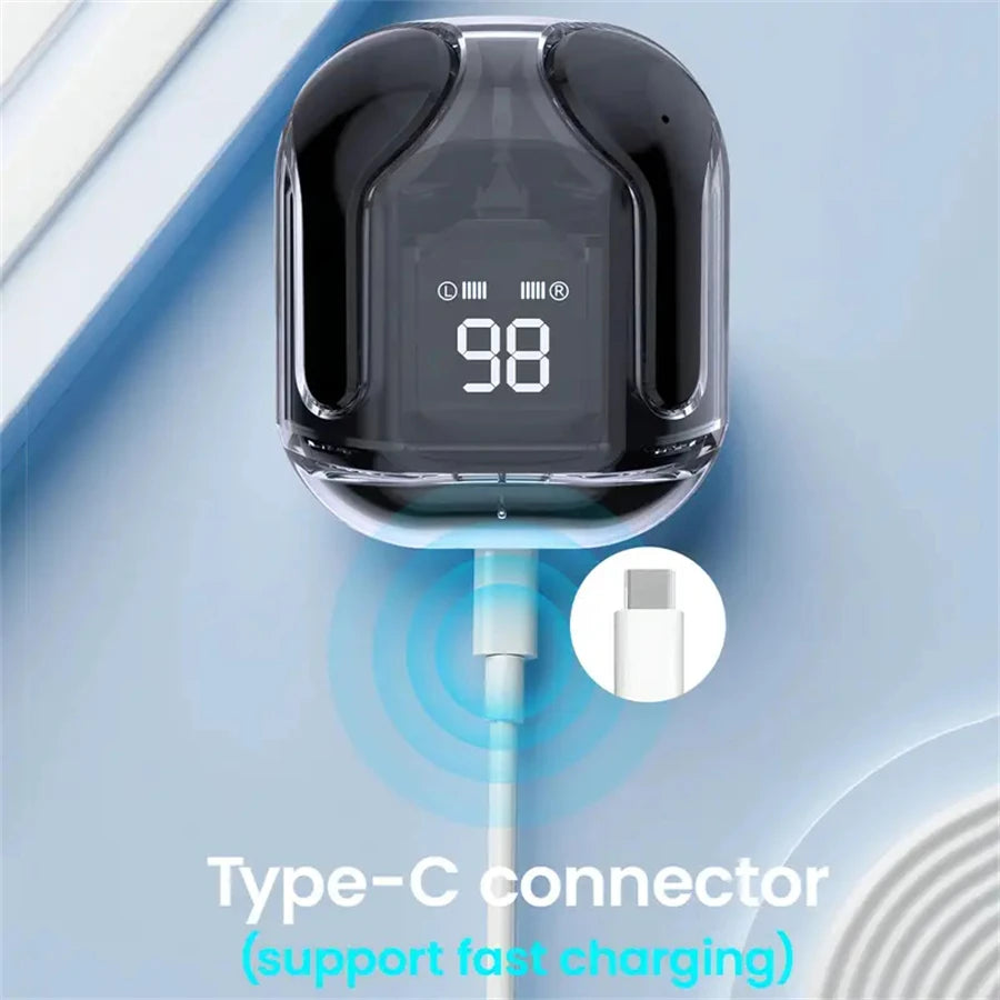 Auriculares inalámbricos Bluetooth T2 originales, auriculares HIFI transparentes con pantalla Digital de potencia LED, auriculares con sonido estéreo para teléfono