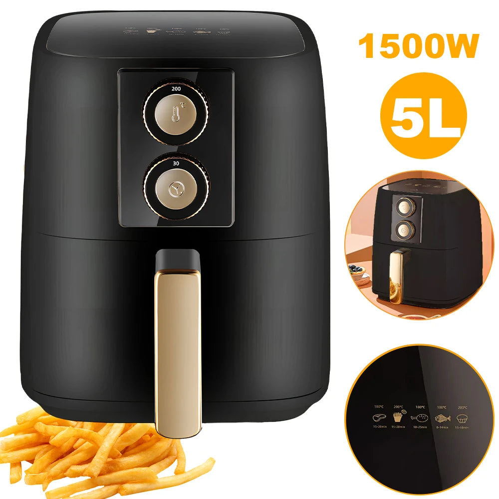 Freidoras de aire eléctricas de 4/5/6/7/10/12L, cocina doméstica automática sin aceite 360 ° Horno de convección para hornear freidora sin aceite