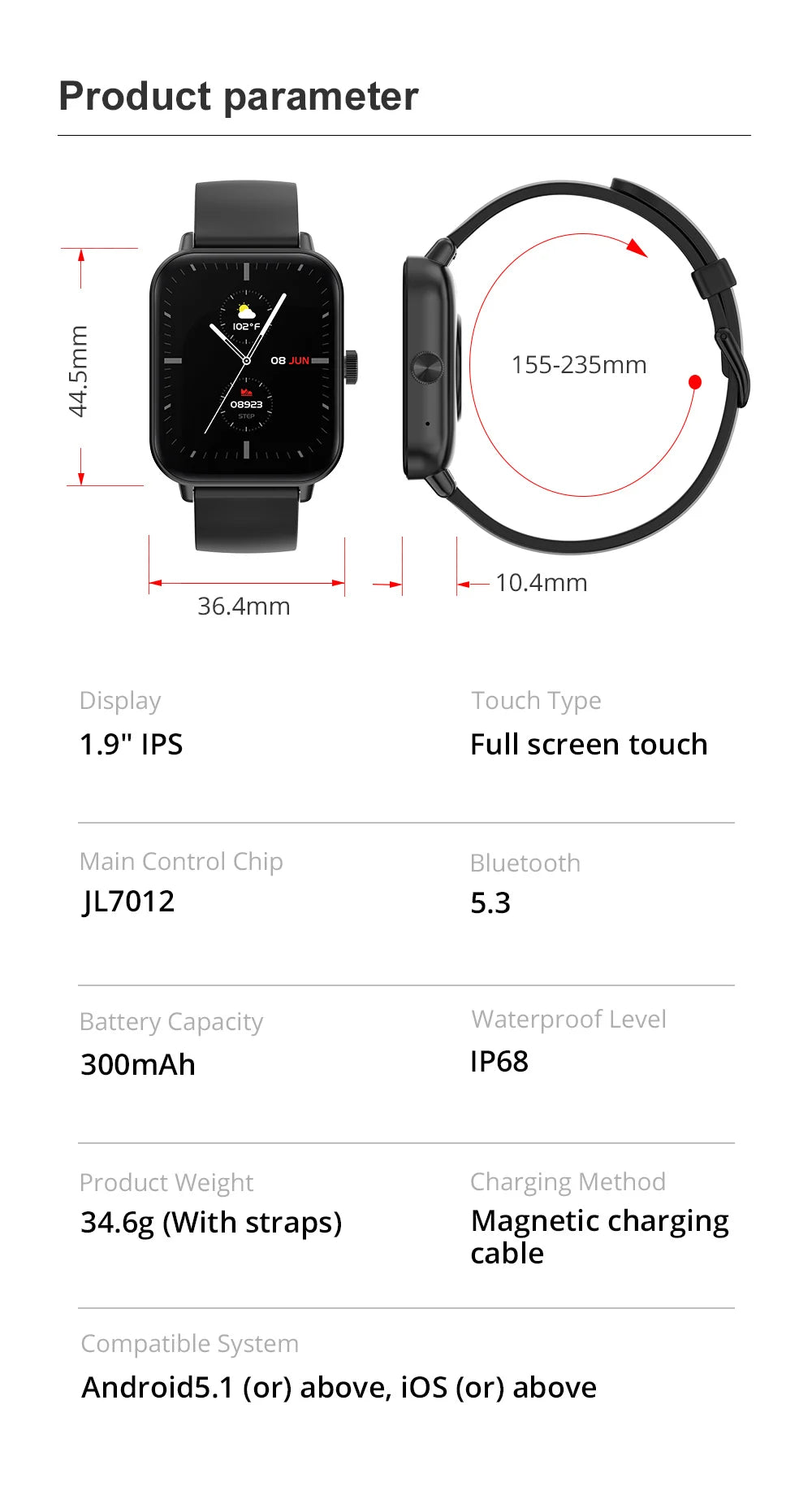 Reloj inteligente COLMI P81 con llamadas de voz, pantalla Ultra de 1,9 pulgadas, Monitor de salud 24H, más de 100 modos deportivos, reloj inteligente Bluetooth para hombres y mujeres