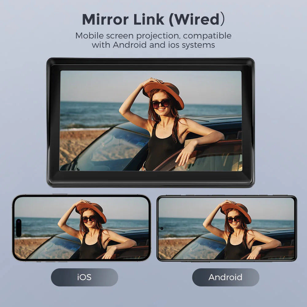 Reproductor Multimedia estéreo portátil para coche, Radio inalámbrica con Android, 7 pulgadas, transmisor FM, BT, WiFi, AUX, pantalla USB