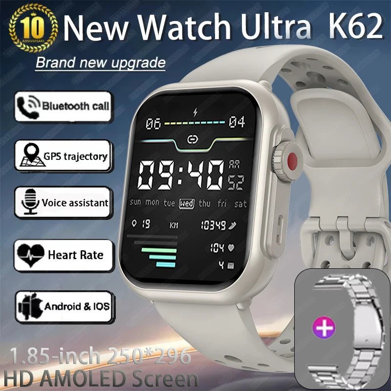 Reloj Inteligente Ultra 2 1000 mAh reloj inteligente hombres mujeres 1,85 pulgadas HD pantalla completamente táctil IP68 impermeable Bluetooth llamada Smartwatch