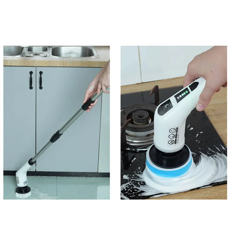 MicroData Cepillo de limpieza eléctrico 9 en 1, 2000 mAh, herramienta de limpieza para sala de estar, baño y cocina