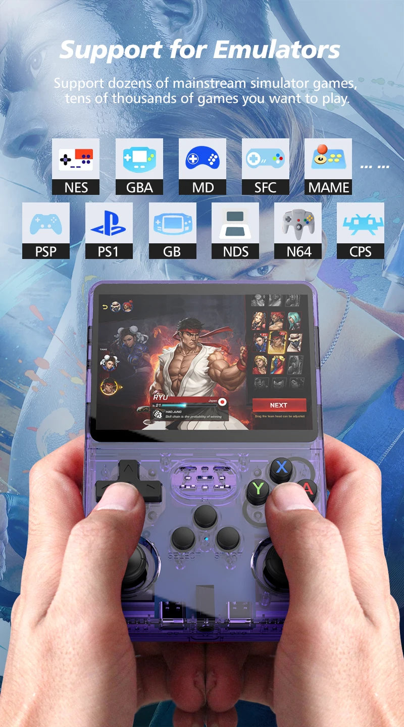 Consola de videojuegos portátil Retro R36S de 128GB, reproductor de pantalla IPS de 3,5 pulgadas, reproductor de vídeo portátil de bolsillo para niños, sistema Arkos