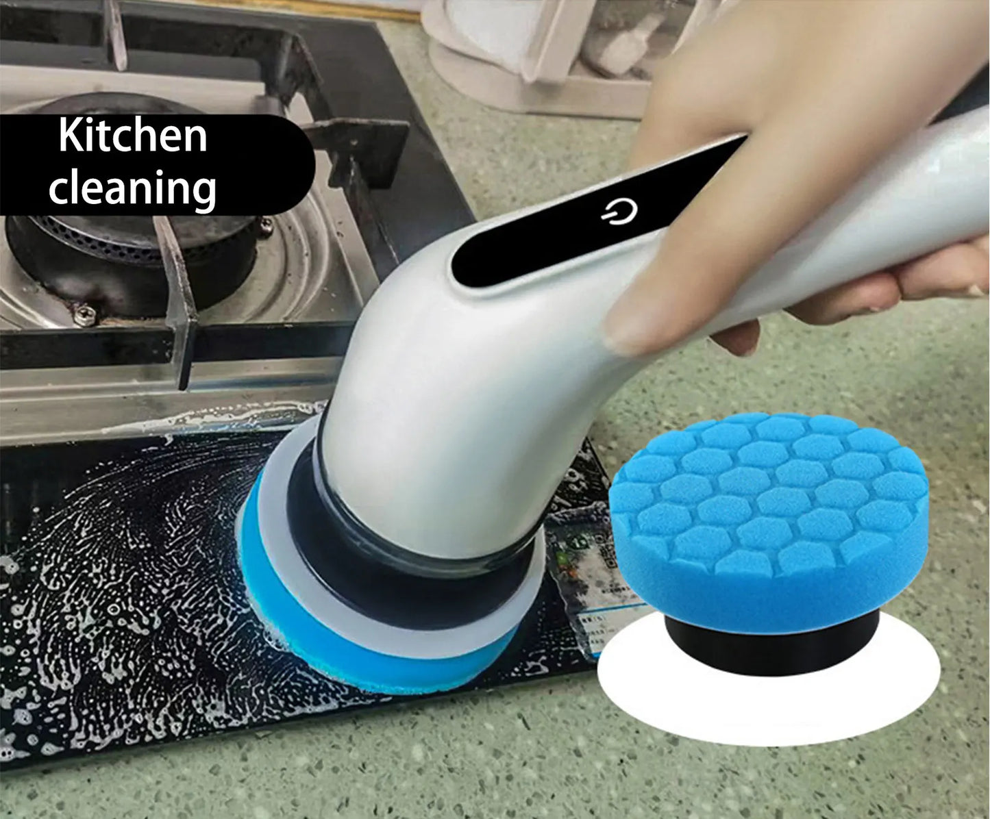 MicroData Cepillo de limpieza eléctrico 9 en 1, 2000 mAh, herramienta de limpieza para sala de estar, baño y cocina