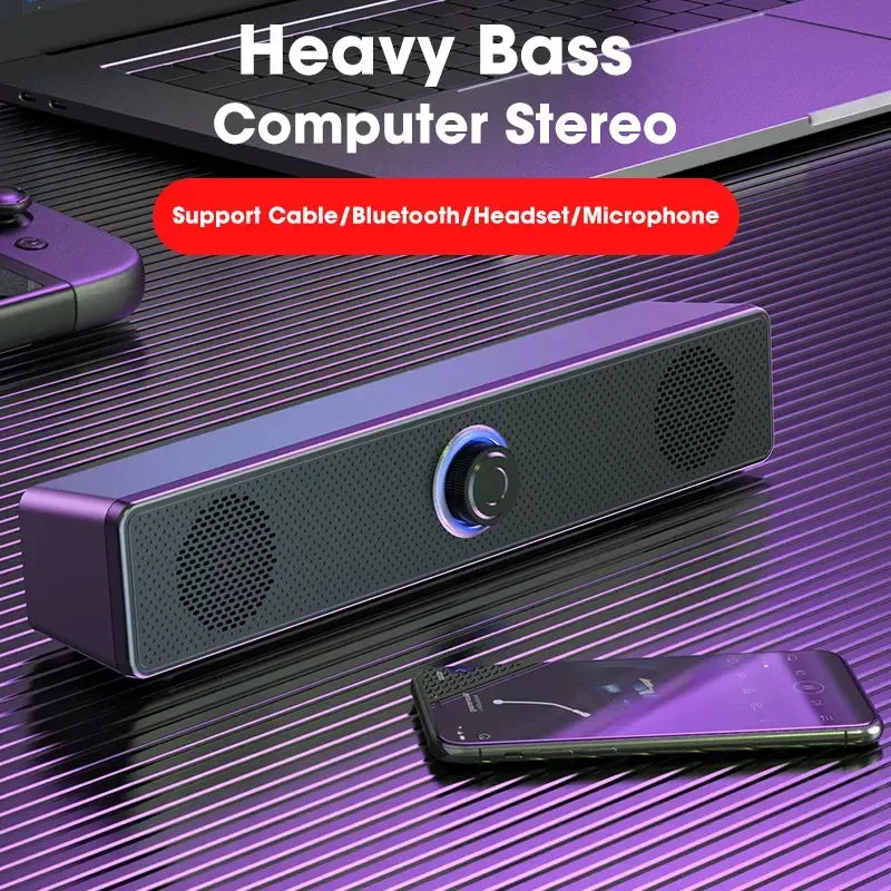 Altavoz envolvente 4D con Bluetooth, sistema de sonido de cine en casa, barra de sonido de ordenador para TV, Subwoofer, estéreo con cable, graves potentes