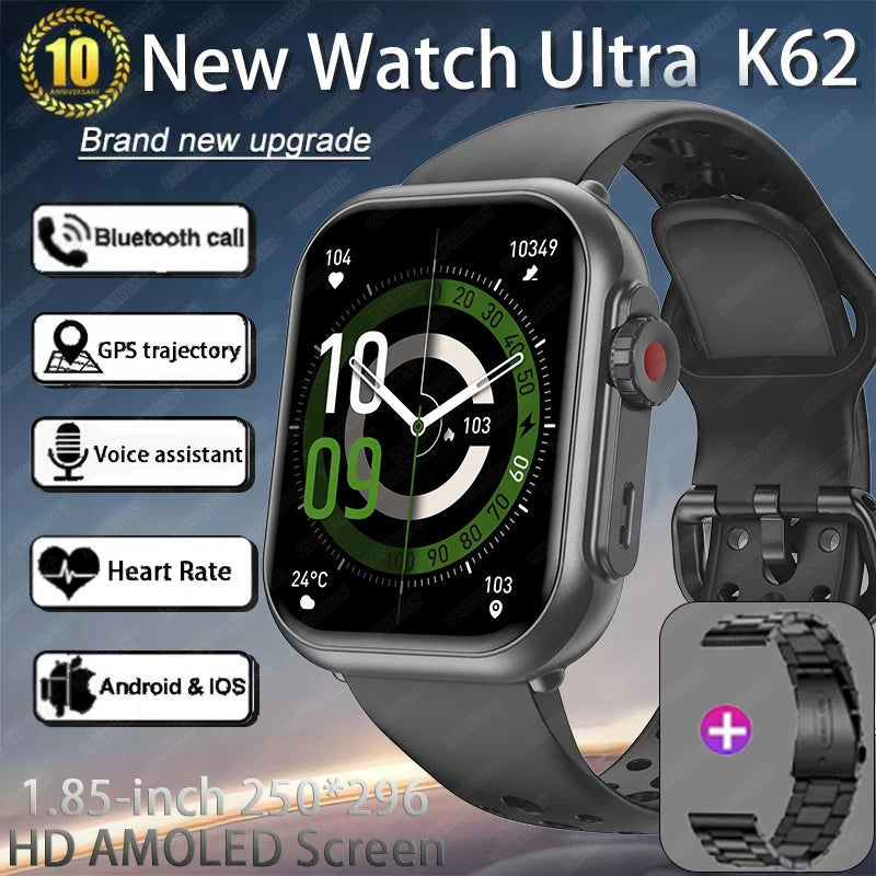 Reloj Inteligente Ultra 2 1000 mAh reloj inteligente hombres mujeres 1,85 pulgadas HD pantalla completamente táctil IP68 impermeable Bluetooth llamada Smartwatch