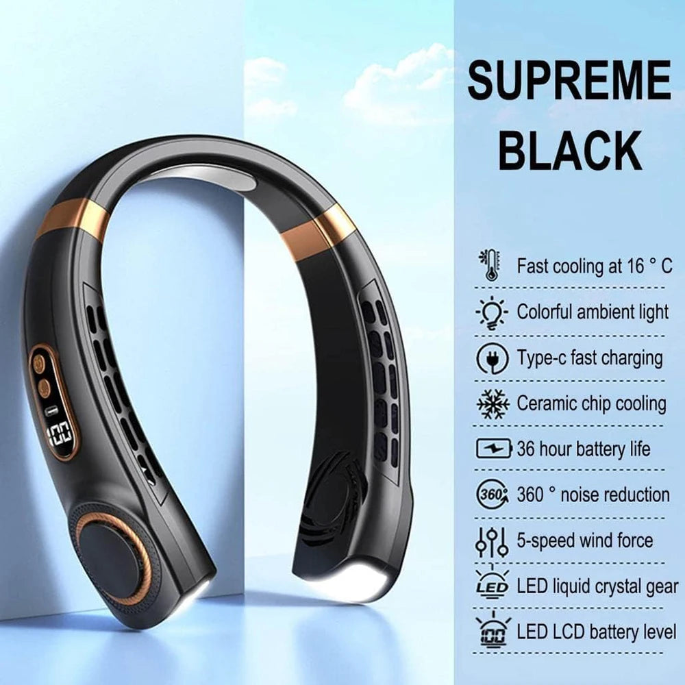 2025 Mini ventilador de cuello colgante, ventilador de cuello portátil sin aspas, Enfriador de aire, pantalla Digital, aire acondicionado recargable, ventilador de cuello