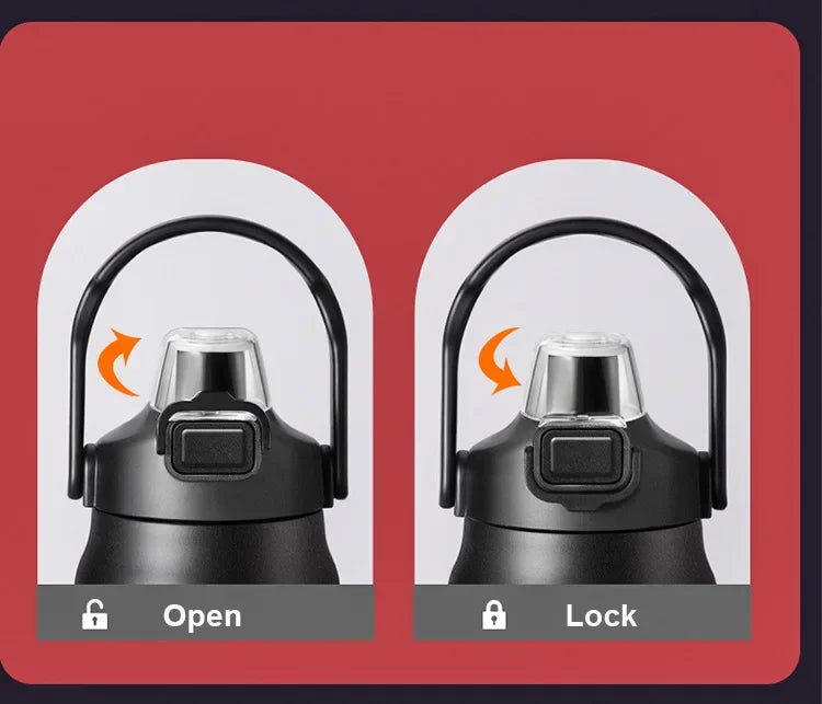 Termo portátil para exteriores, taza térmica de acero inoxidable 304, frascos de vacío, botella de agua deportiva fría y caliente con pajita