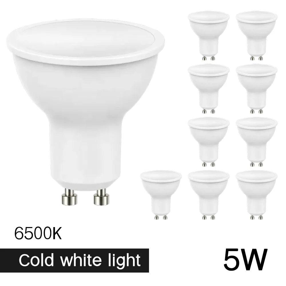 10 Uds bombilla de foco LED GU10 220V 5W/7W alto Lumen 3000K/4000K/6500K lámpara de luz LED para decoración del hogar