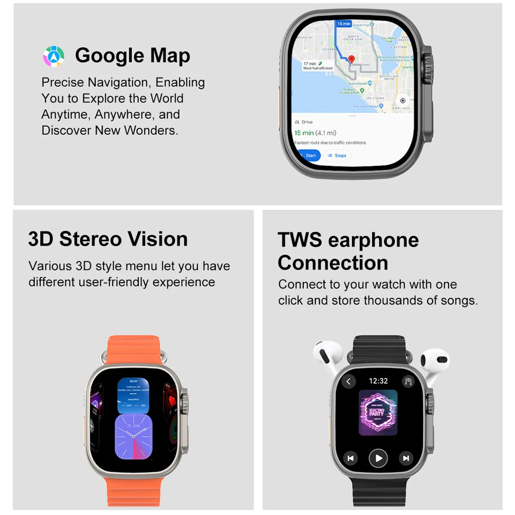 DT Ultra 3 Smartwatch pantalla Amoled 4GB reproductor MP3 MP4 Bluetooth red compartido aplicación tienda ChatGPT reloj inteligente AI hombre Sportwatch