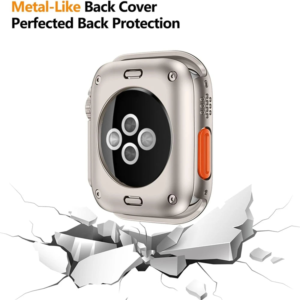 Funda protectora de pantalla para Apple Watch 45mm 44mm 40mm 41mm funda dura de parachoques trasero delantero de PC iwatch 9 8 7 SE 6 5 4 cambio a Ultra