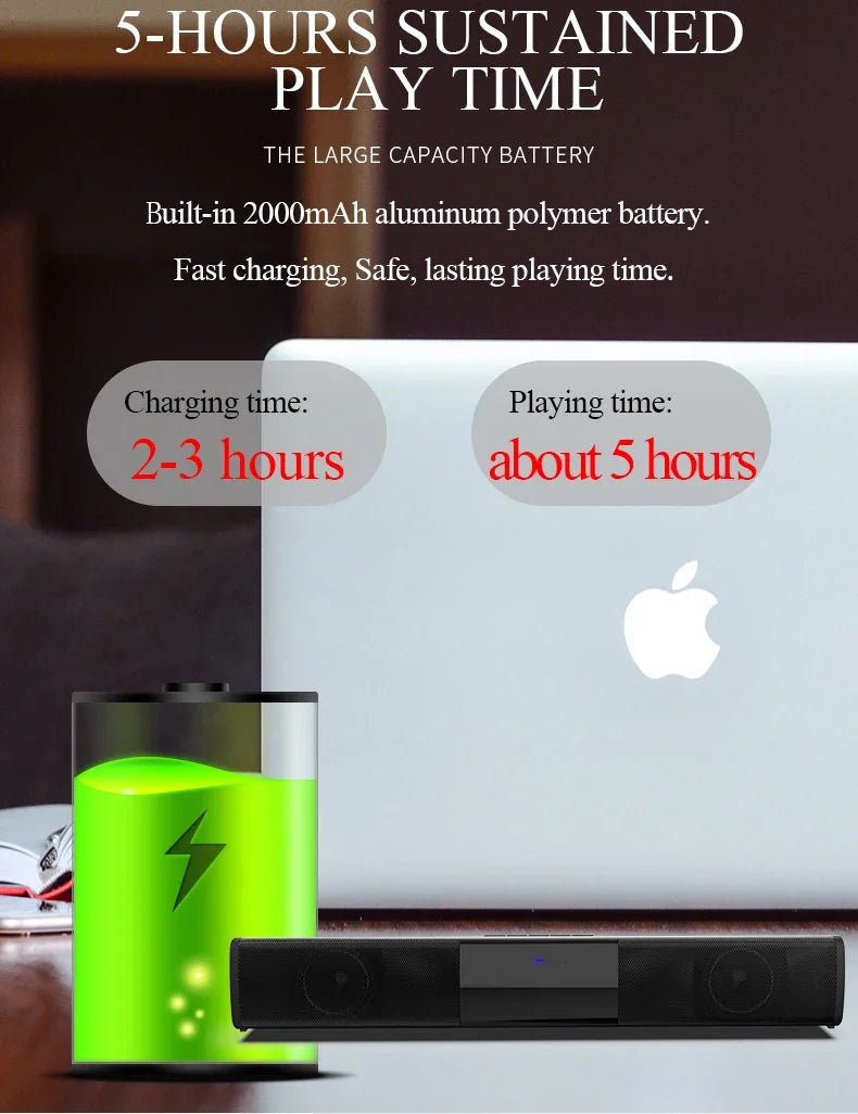 Barra de sonido súper potente, altavoz inalámbrico portátil con Bluetooth, estéreo envolvente, caja de sonido para TV en casa, Subwoofer, Radio FM, caixa de som