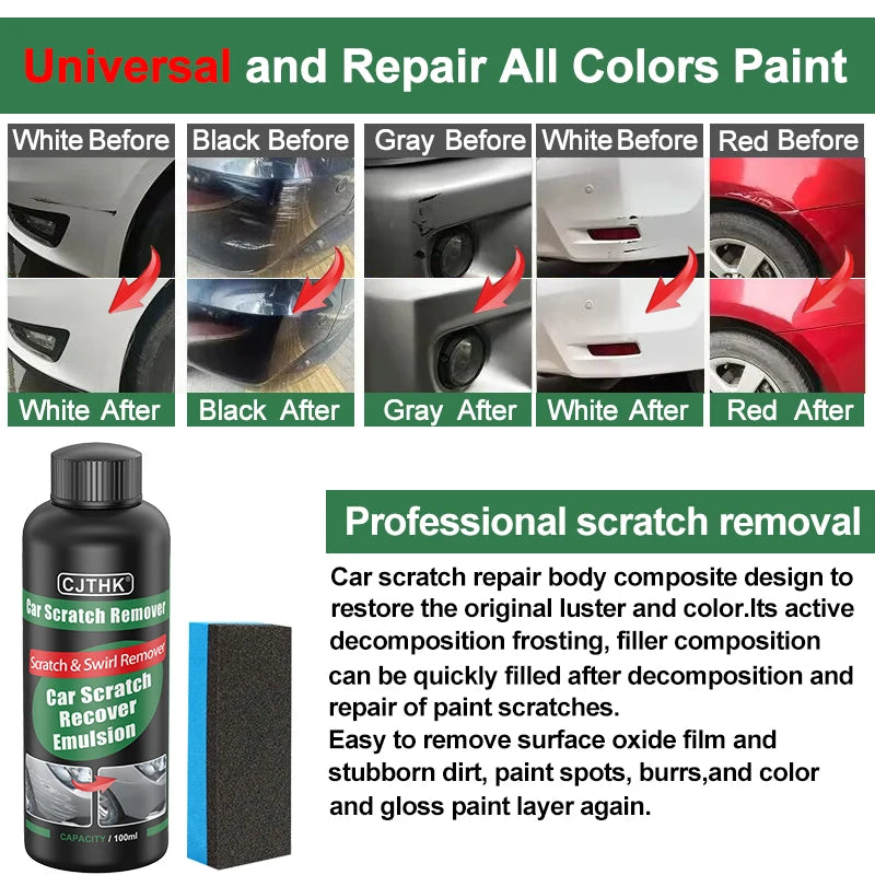 Removedor de arañazos de coche, herramientas de cuidado de pintura, removedor de remolino automático, reparación de arañazos, pulido, compuesto de molienda de carrocería, cera antiarañazos