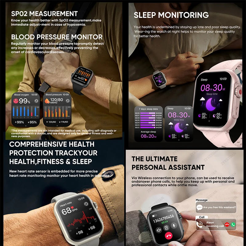 Reloj Inteligente Ultra 2 1000 mAh reloj inteligente hombres mujeres 1,85 pulgadas HD pantalla completamente táctil IP68 impermeable Bluetooth llamada Smartwatch