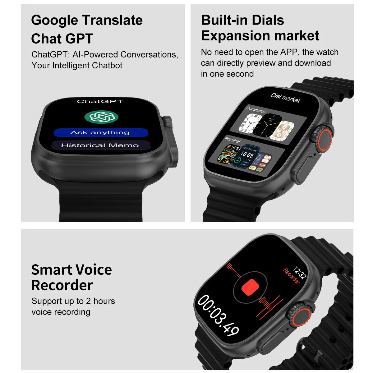 DT Ultra 3 Smartwatch pantalla Amoled 4GB reproductor MP3 MP4 Bluetooth red compartido aplicación tienda ChatGPT reloj inteligente AI hombre Sportwatch