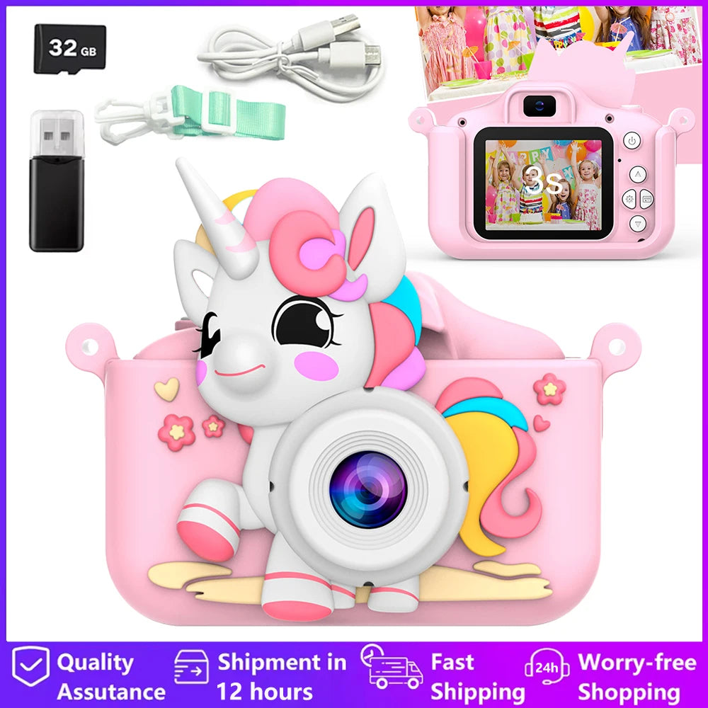 Cámara Digital para niños, juguetes para niñas y niños, pantalla HD de 1080P, grabación de vídeo, reproducción de música, juegos, cámara para niños de 2 pulgadas, regalo