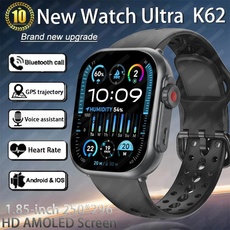 Reloj Inteligente Ultra 2 1000 mAh reloj inteligente hombres mujeres 1,85 pulgadas HD pantalla completamente táctil IP68 impermeable Bluetooth llamada Smartwatch