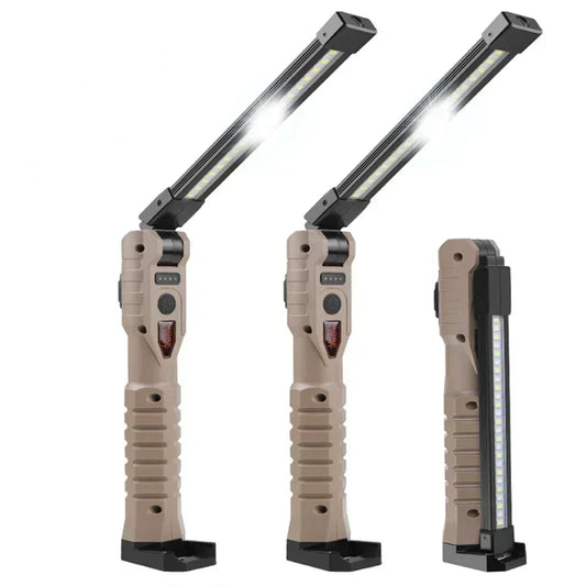Luz de trabajo LED recargable por USB, linterna COB de 1000 lúmenes con indicador de capacidad de energía, linterna con mango para reparación de automóviles al aire libre