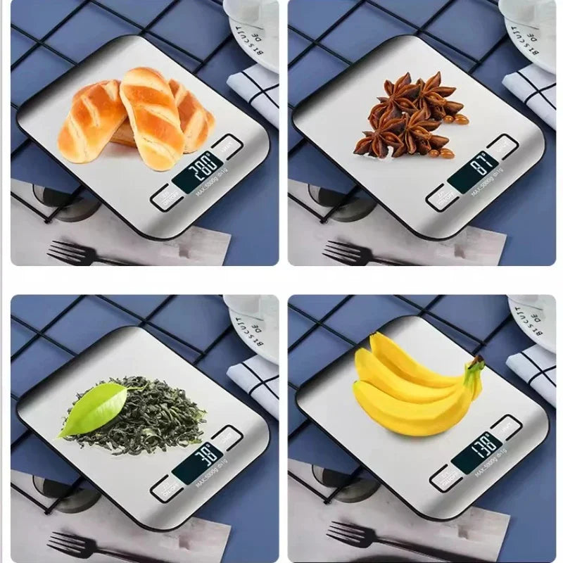 Báscula Digital de cocina con pantalla LED, Panel de acero inoxidable, balanzas electrónicas, joyería para el hogar, aperitivos, pesaje de alimentos, herramientas para hornear, 5kg/1g