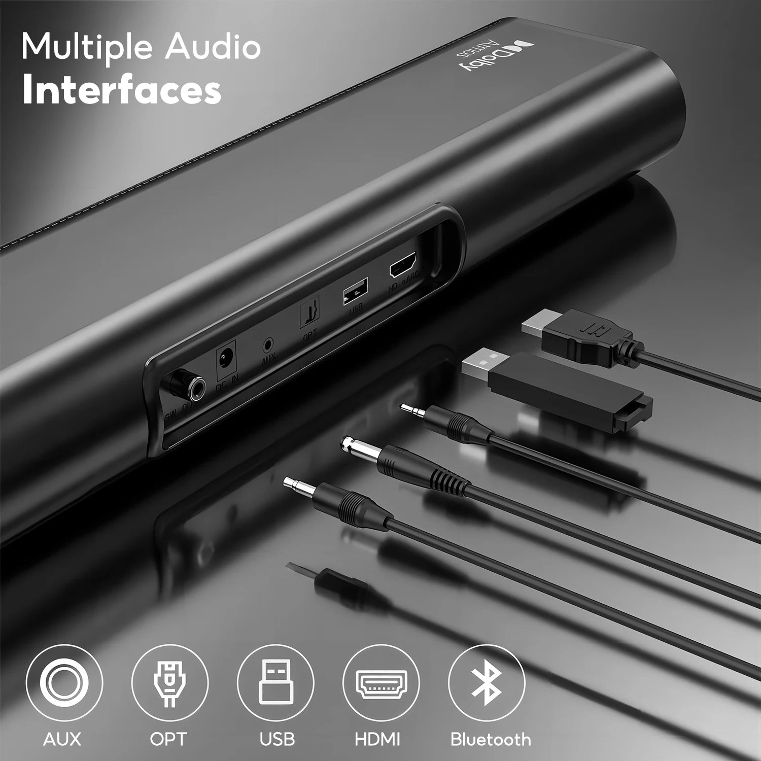 AIYIMA S07 Dolby -Barra de sonido 2,1, Subwoofer inalámbrico de 150W, altavoz de sistema 3D para TV, Bluetooth, HDMI/Aux/Opt/USB