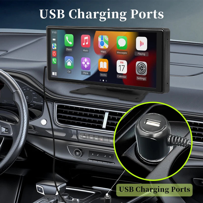 Reproductor de vídeo Multimedia con Radio para espejo de coche de 10,26 pulgadas, pantalla Universal inalámbrica Carplay Android Auto con Bluetooth AUX USB