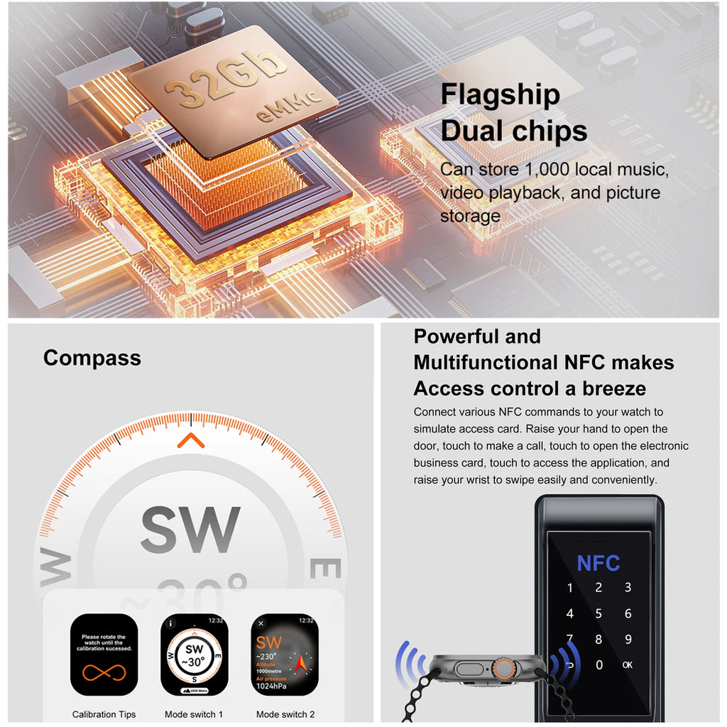 DT Ultra 3 Smartwatch pantalla Amoled 4GB reproductor MP3 MP4 Bluetooth red compartido aplicación tienda ChatGPT reloj inteligente AI hombre Sportwatch