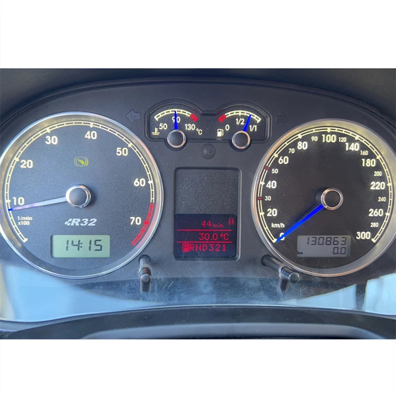 Instrumento de tablero, aguja azul, fondo blanco, escala de papel, luz LED, reequipamiento para VW Bora MK4 Golf 4 R32 Metro 300