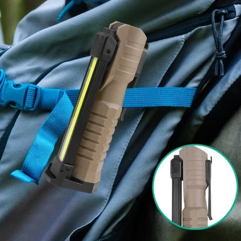 Luz de trabajo LED recargable por USB, linterna COB de 1000 lúmenes con indicador de capacidad de energía, linterna con mango para reparación de automóviles al aire libre