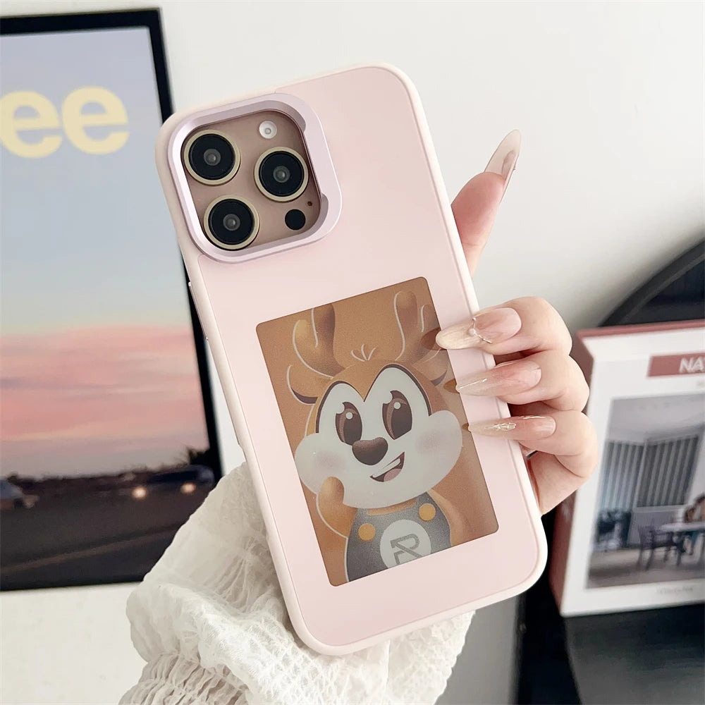 Nueva Funda Digital con pantalla de E ink de 4,0 pulgadas para iPhone 16 16e 15 14 13pro max NFC foto personalizada Funda trasera móvil con soporte