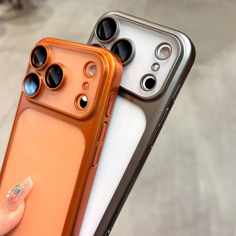 Plating Frosted Translucent Thin Phone Case For iPhone 17 Pro Max 17 Pro 17 Air 17 Series Official Cosmic Orange Bumper Cover