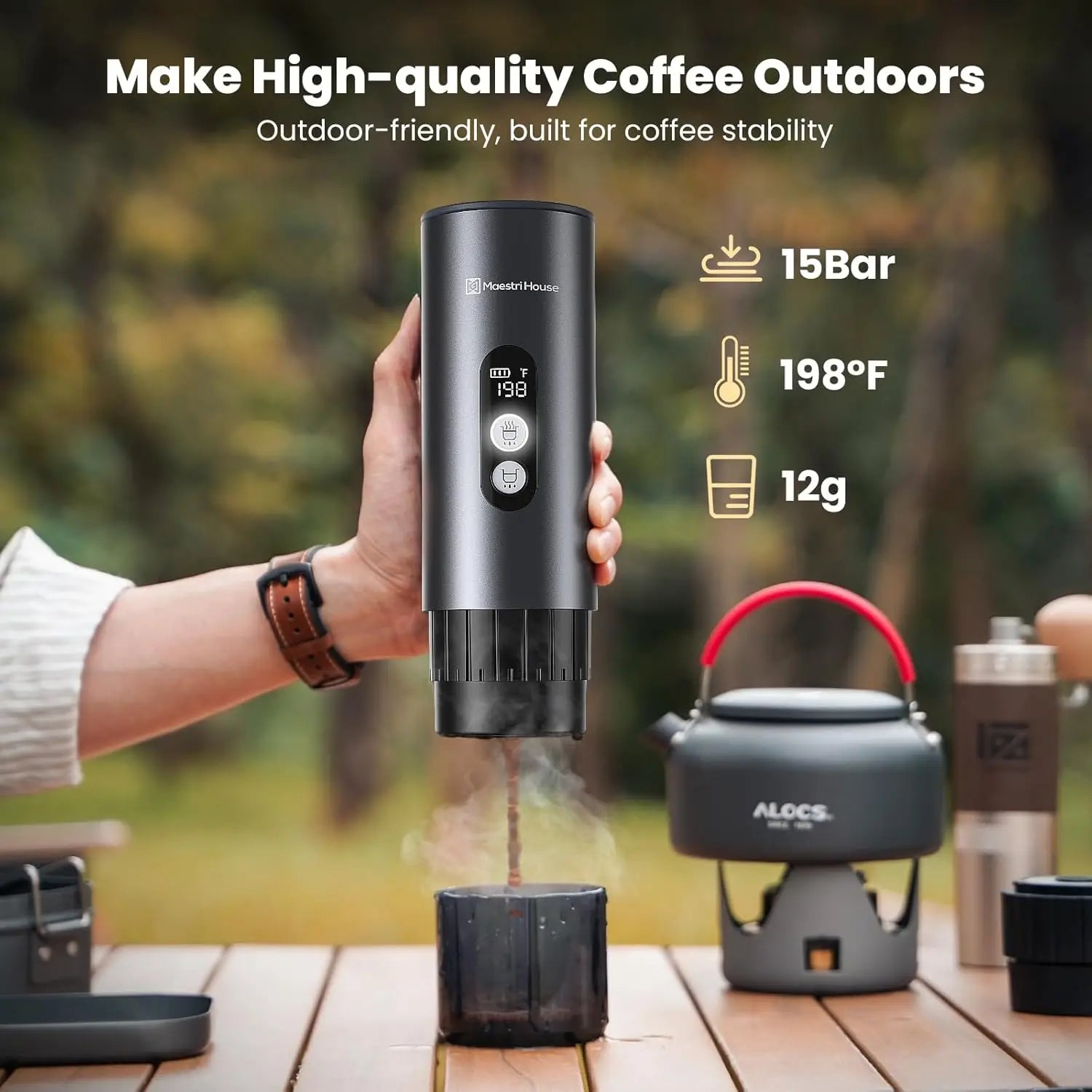Cafetera exprés de 150W con autocalentamiento rápido de 2-3 Min, cafetera Espresso portátil de viaje con soporte también para taza de té pequeña para N