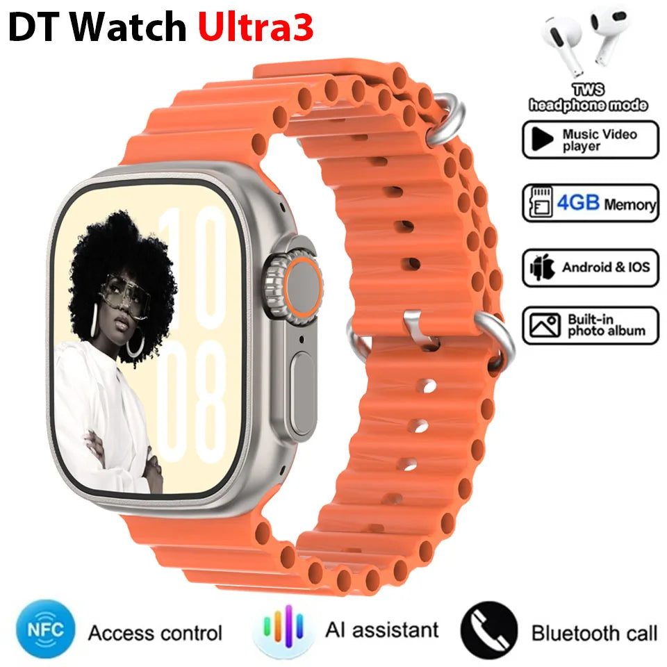 DT Ultra 3 Smartwatch pantalla Amoled 4GB reproductor MP3 MP4 Bluetooth red compartido aplicación tienda ChatGPT reloj inteligente AI hombre Sportwatch