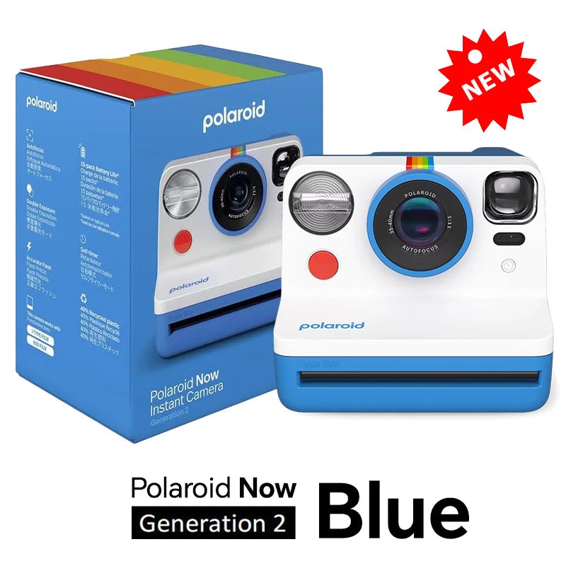 Polaroid Now + cámara controlada por aplicación, película instantánea Tipo I de segunda generación, Bluetooth conectado
