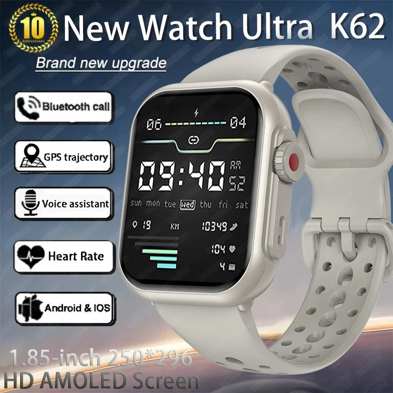 Reloj Inteligente Ultra 2 1000 mAh reloj inteligente hombres mujeres 1,85 pulgadas HD pantalla completamente táctil IP68 impermeable Bluetooth llamada Smartwatch