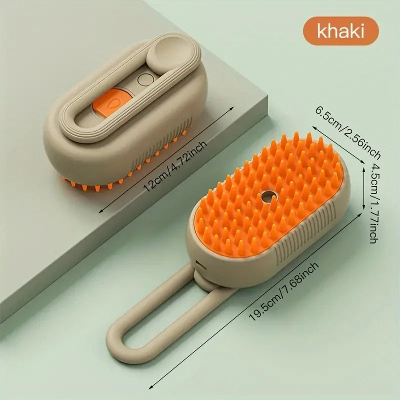 Cepillo de masaje en aerosol para perros y gatos, pulverizador de vapor de un botón, cepillo de depilación flotante giratorio plegable para baño, peine