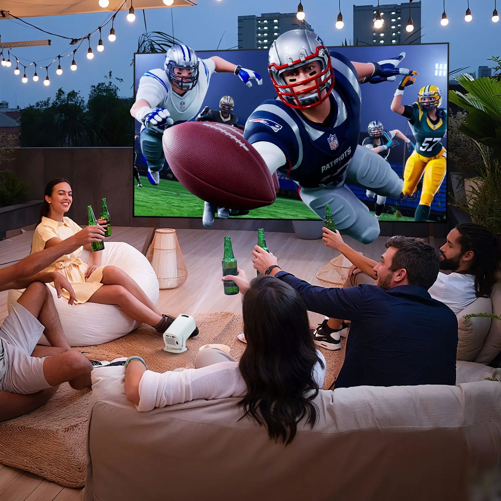 HONGTOP P30PRO Mini proyector inteligente Android 14 WiFi6 BT 5,0 compatible con 4K 1280*720P proyector portátil para exteriores de cine en casa inteligente